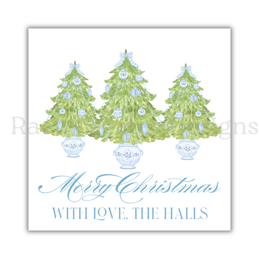 Blue Trees Christmas Tag