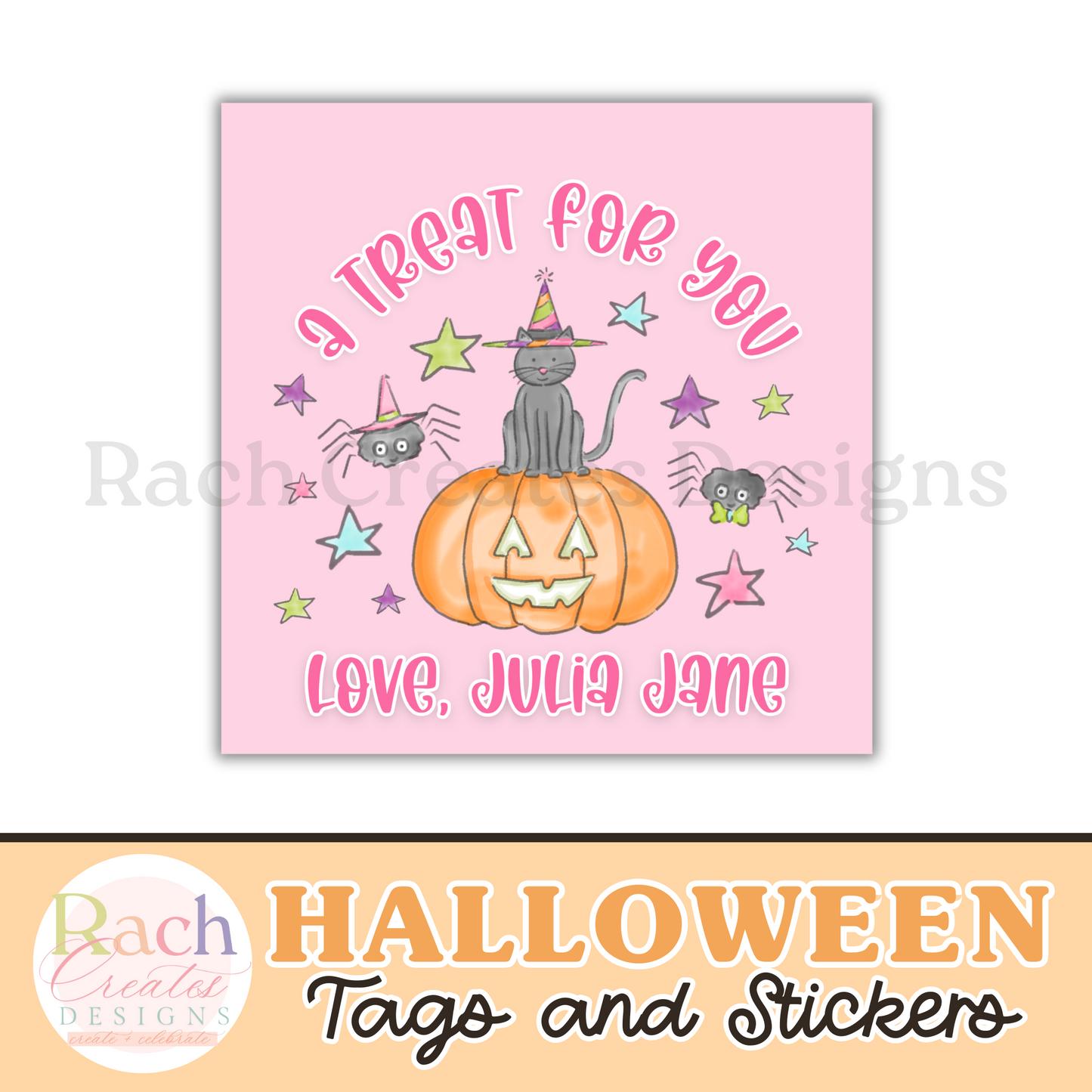 Pumpkin Cat Halloween Tag