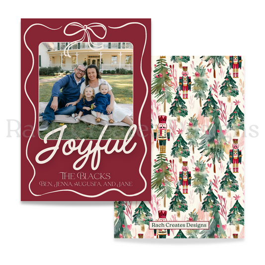 Burgundy Nutcracker Christmas Card