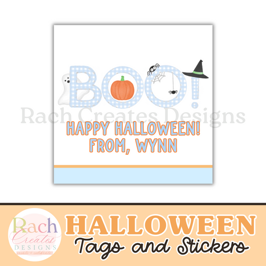 Gingham Boo Halloween Tag