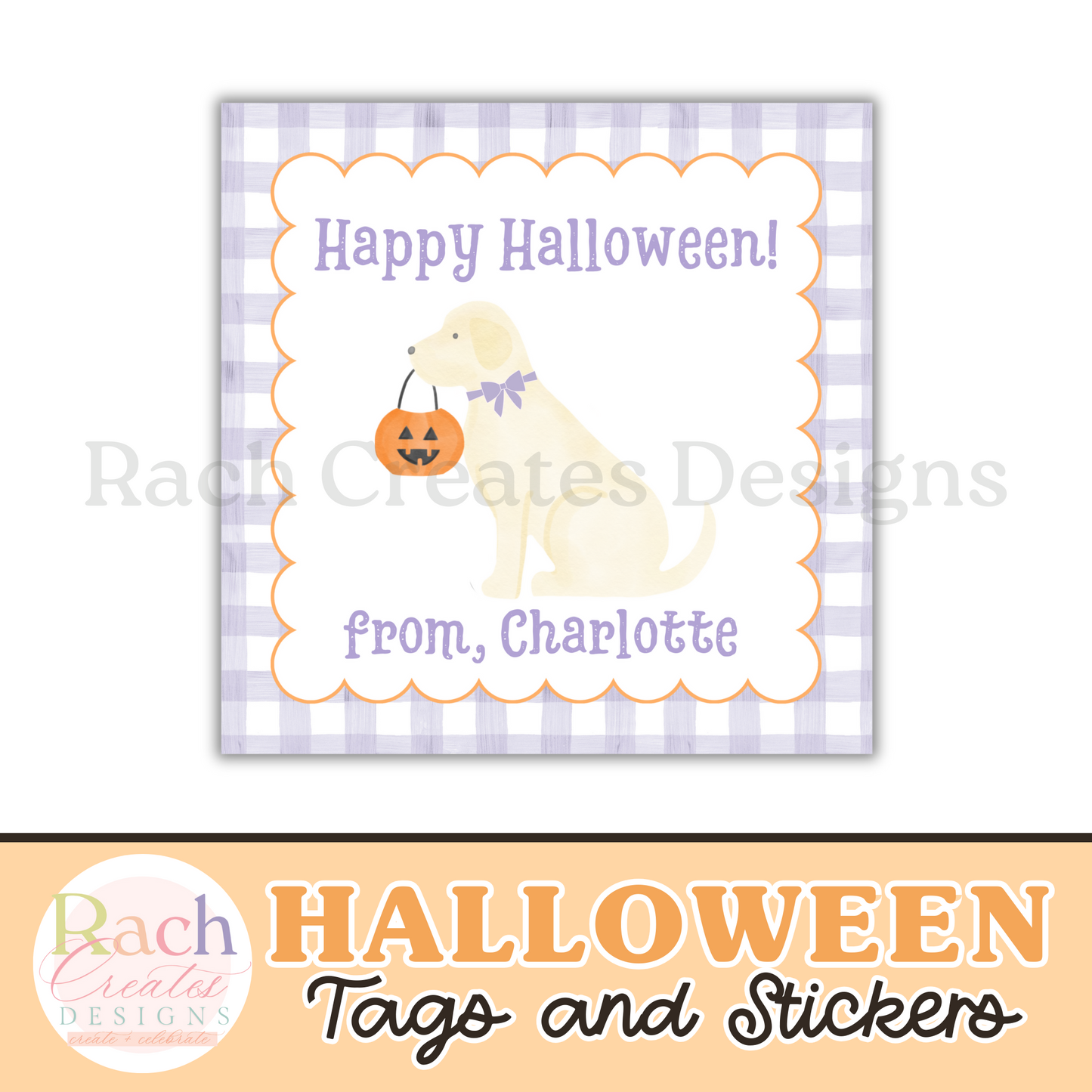 Purple Pup Halloween Tag