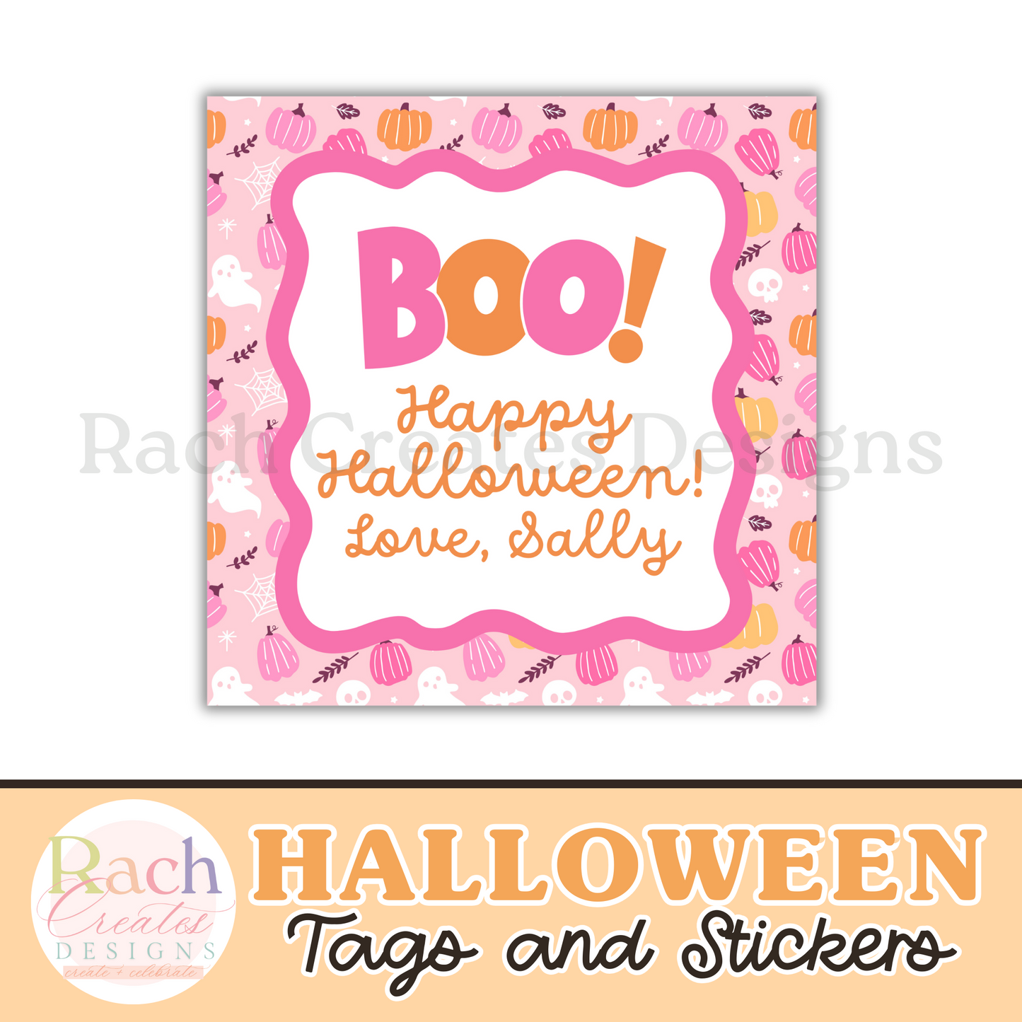 Colorful BOO Halloween Tag