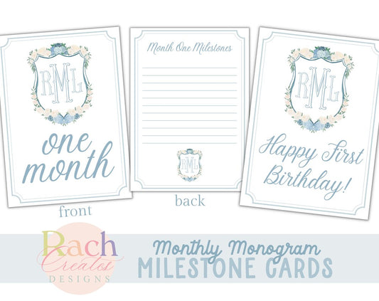 Custom Boy Monthly Milestone Cards