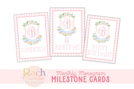 Custom Girl Monthly Milestone Cards